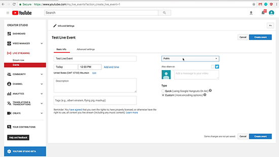 Create a Youtube live event video thumbnail